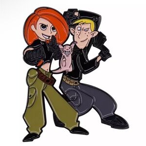 Kim Possible Enamel Pin, 2002 Cartoon, Ron & Rufus Enamel Metal Pin